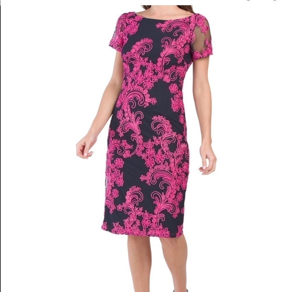JS COLLECTION EMBROIDERED SHIFT DRESS
